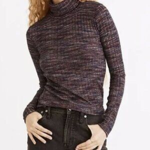Madewell Space-Dyed Ribbed Turtleneck Top Eclectic Size XS Grandpa Retro